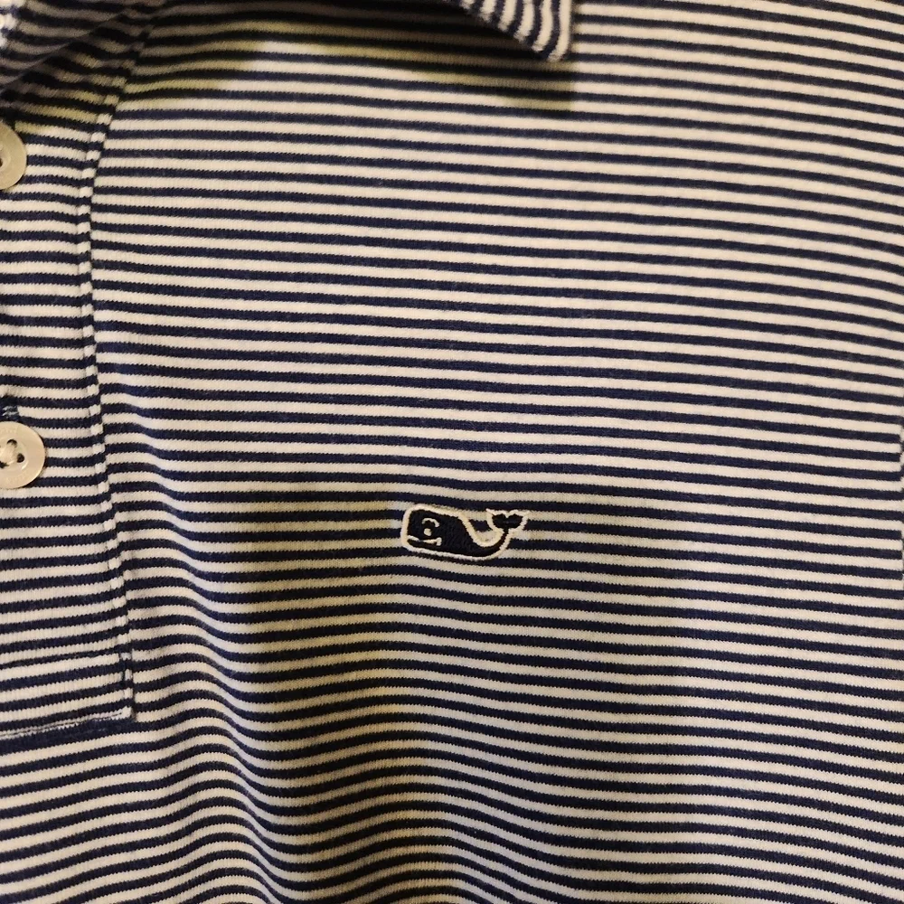 Vineyard Vines Edgartown Polo Stripe Long Sleeve Sz. L Navy Blue And White